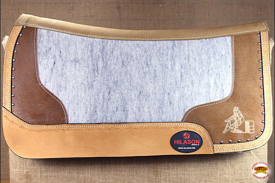 HILASON Western Wool Felt Horse Saddle Pad W/ Distressed Wear Leather | for Horses