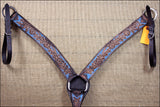 Hilason Western Horse Breast Collar Headstall American Leather Brown Turquoise
