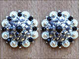 HILASON Western Berry Conchos Glass Rhinestones Bling Tack Cowgirl Black Diamond & Black Color | Slotted Conchos