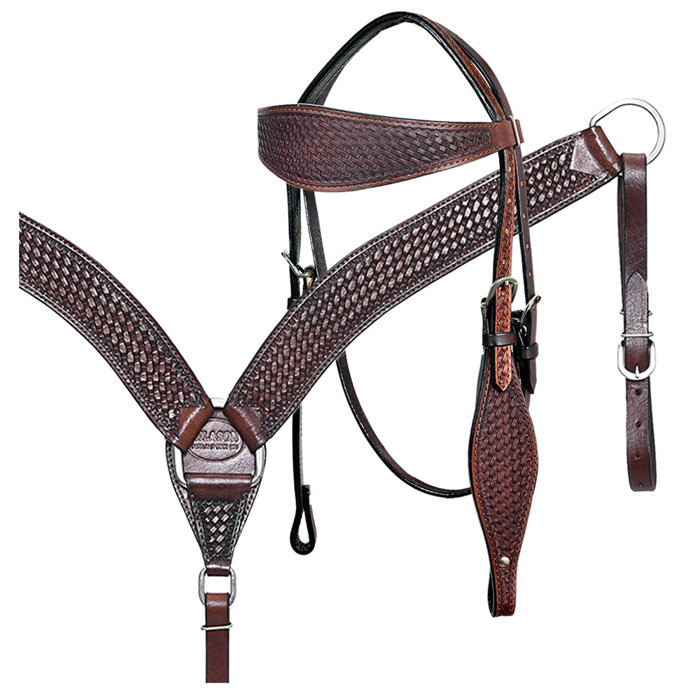 HILASON Western Horse Headstall Breast Collar Set Tack Genuine American Leather
