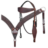 HILASON Western Horse Headstall Breast Collar Set Tack Genuine American Leather