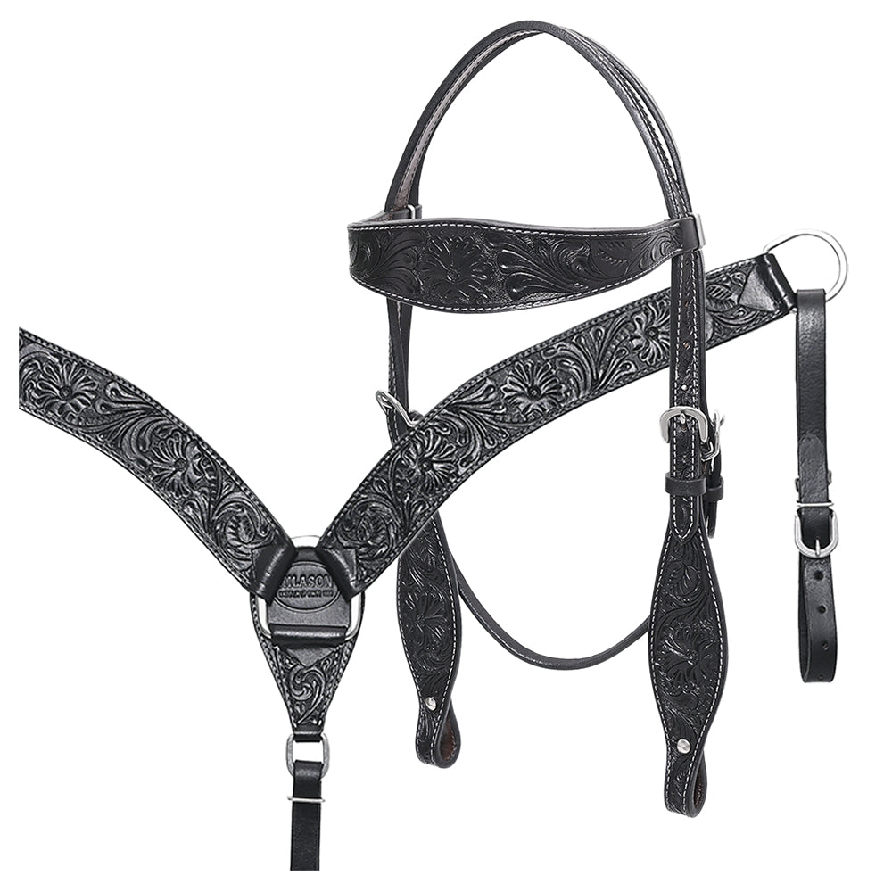 HILASON Western Horse Headstall Breast Collar Set Tack Genuine American Leather