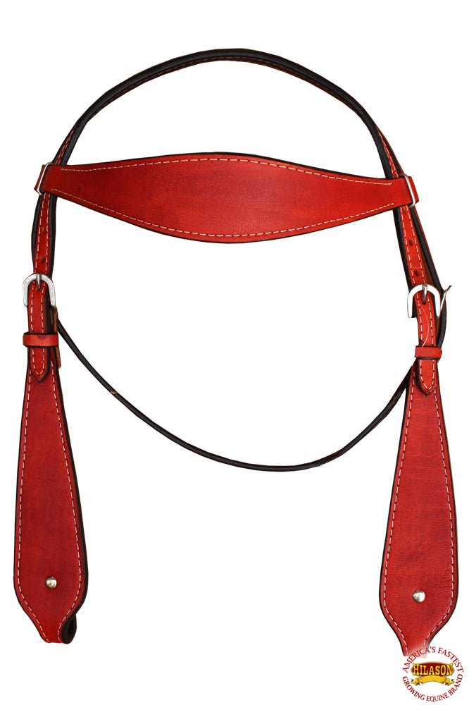 HILASON Western Horse Headstall Breast Collar Set American Leather Plain Mahogany | For Horses
