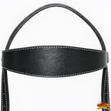 HILASON Western Horse Headstall Breast Collar Set Tack Genuine American Leather Plain Black