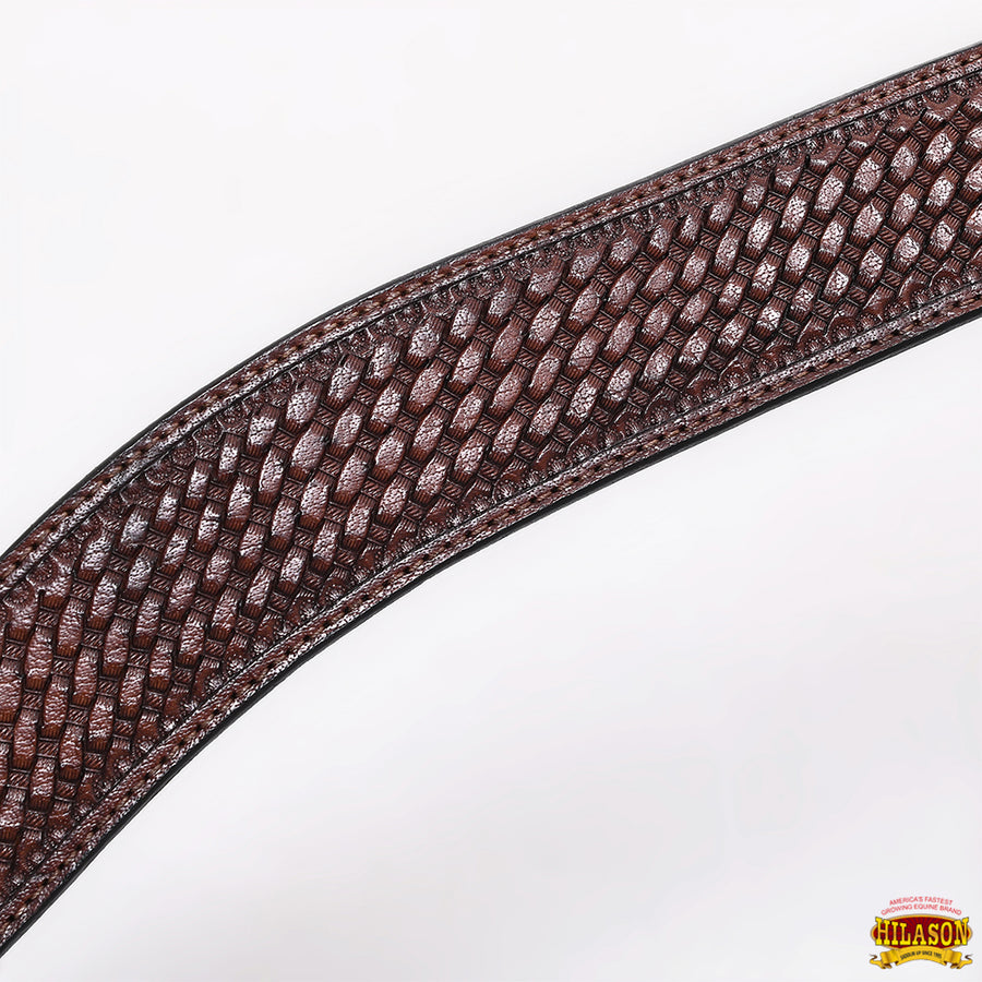 HILASON Western Horse Headstall Breast Collar Set Genuine American Leather Basket Weave Dark Brown | For Horses