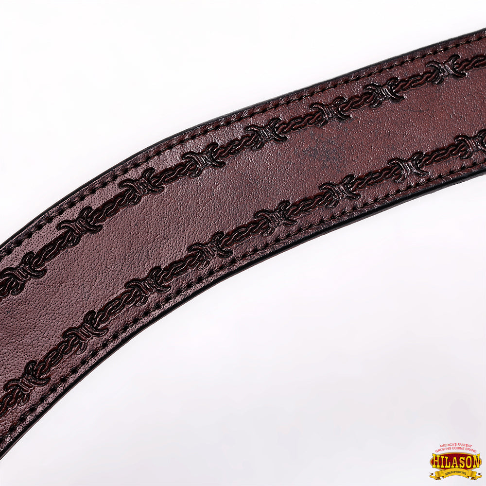 HILASON Western Horse Headstall Breast Collar Set Tack Genuine American Leather Barb Wire Dark Brown