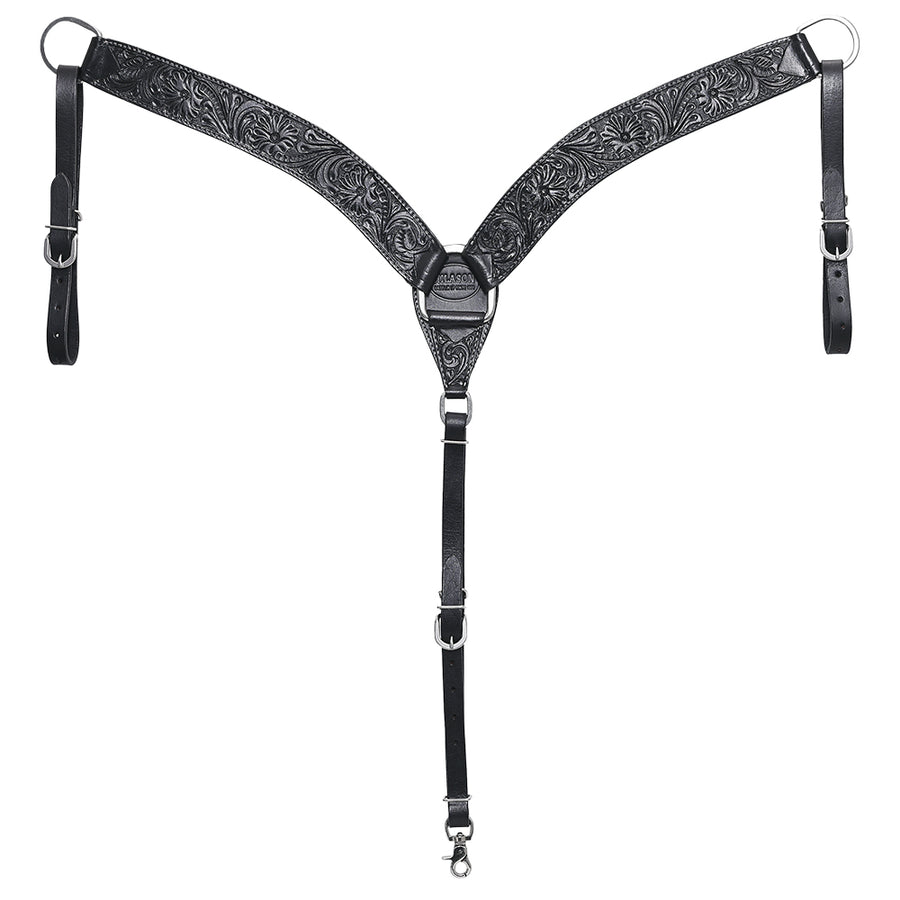 HILASON Western Horse Breast Collar Tack Genuine American Leather Floral Black - Uhorse