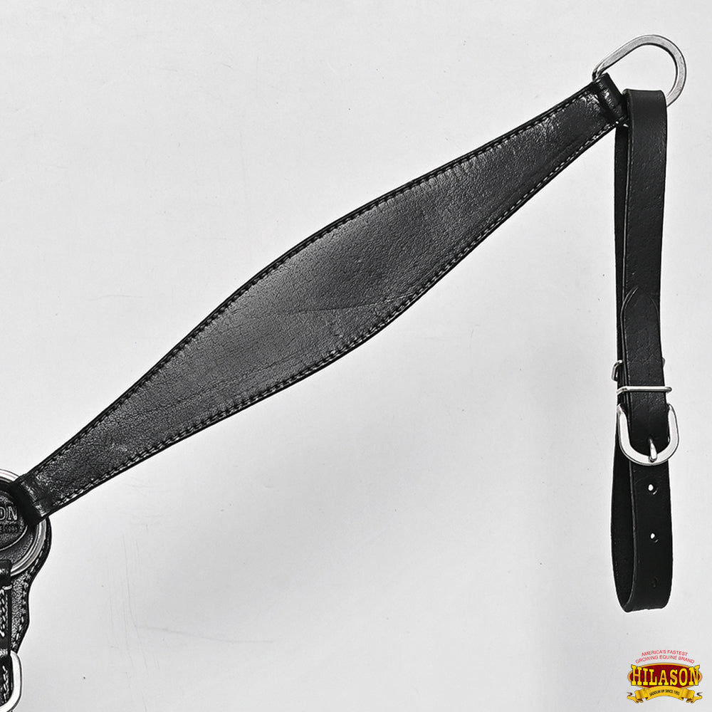 HILASON Western Horse Headstall Breast Collar Set Tack Genuine American Leather Plain Black