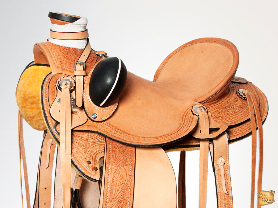HILASON Western Horse Wade Saddle American Leather Ranch Roping Tan | Hand Tooled & For Horses