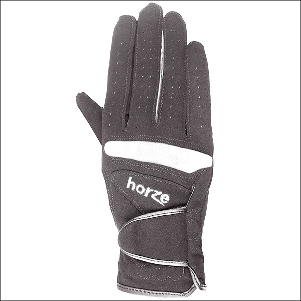 Large Grey Horze Lyon Synthetic Leather Gloves W/ Lycra Panels Horse Riding