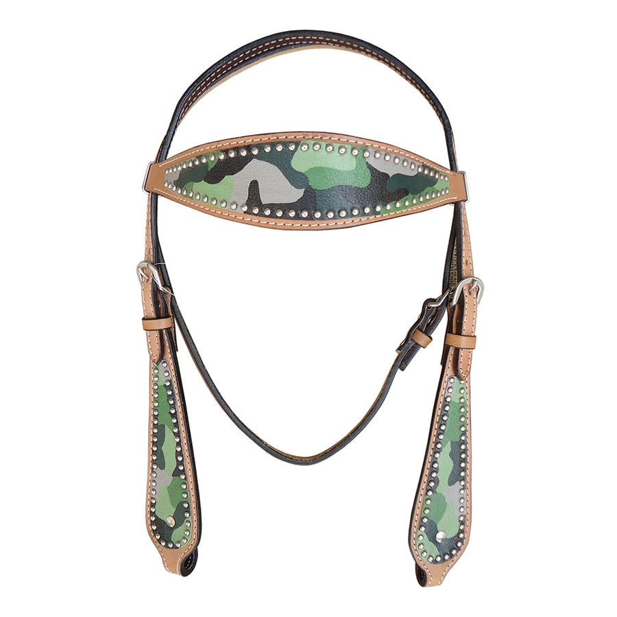 HILASON Western Horse Leather Headstall and Breast Collar Set Camo | Bridle for Horses Headstalls