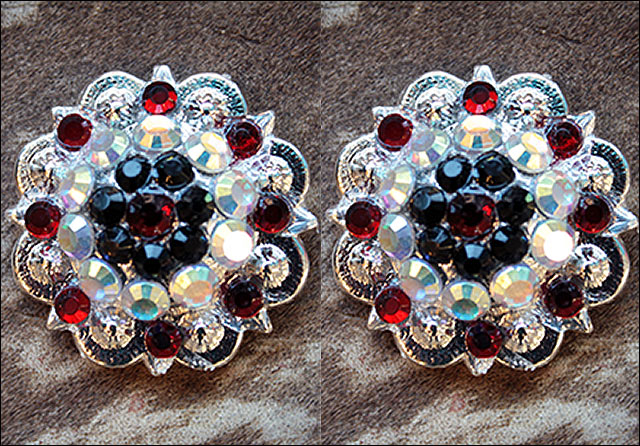 HILASON Black Siam Ab Crystals 1-1/4In Berry Headstall Saddle | Western Concho Belt Slotted Conchos