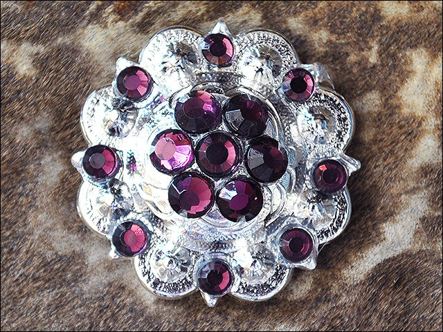 HILASON Western Screw Back Concho Amethyst Crystal Saddle color | Bridle Conchos Slotted Bling