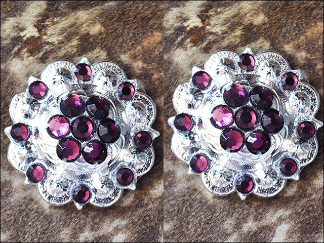 HILASON Western Screw Back Concho Amethyst Crystal Saddle color | Bridle Conchos Slotted Bling