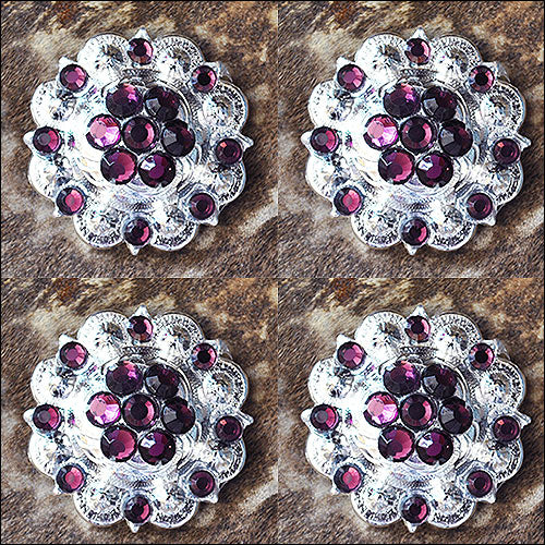 HILASON Western Screw Back Concho Amethyst Crystal Saddle color | Bridle Conchos Slotted Bling