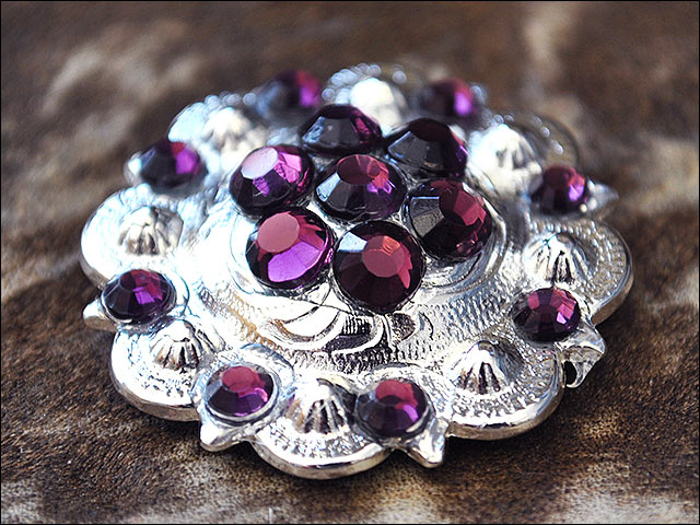 HILASON Western Screw Back Concho Amethyst Crystal Saddle color | Bridle Conchos Slotted Bling
