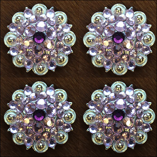 HILASON Western Screw Back Concho Pink Purple Crystals Saddle Amethyst and Rose Color | Bridle Conchos Slotted