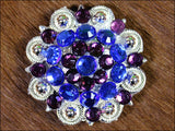 Hilason Blue Purple Crystals 1-1/49 Inch Berry Concho Rhinestone Tack