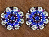 Hilason Blue Purple Crystals 1-1/49 Inch Berry Concho Rhinestone Tack