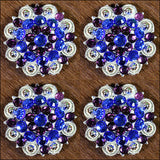 Hilason Blue Purple Crystals 1-1/49 Inch Berry Concho Rhinestone Tack