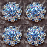 Aquamarine Ab Crystals 1-1/4In Berry Headstall Saddle Hilason