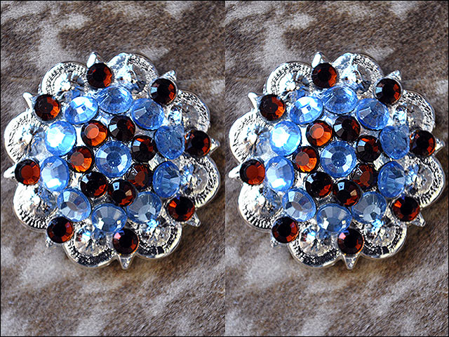 HILASON Screw Back Concho Aquamarine Topaz Crystals Saddle and Color | Western Belt Slotted Conchos