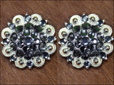 Hilason Black Daimond Crystals 1-1/4 Berry Concho Rhinestone Tack Saddle