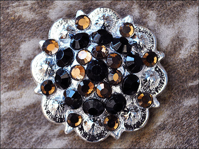 HILASON Western Screw Back Concho Black Brown Crystal Saddle and Color | Belt Slotted Conchos