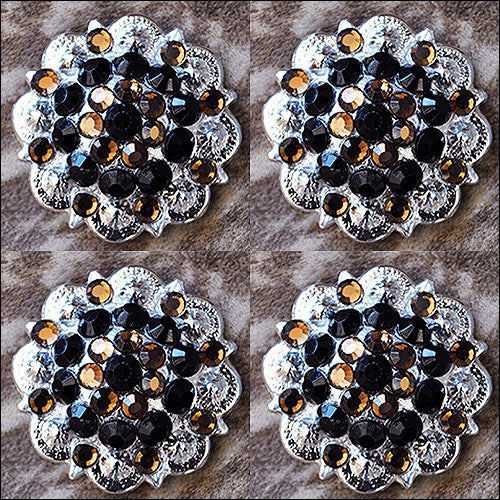 HILASON Western Screw Back Concho Black Brown Crystal Saddle and Color | Belt Slotted Conchos