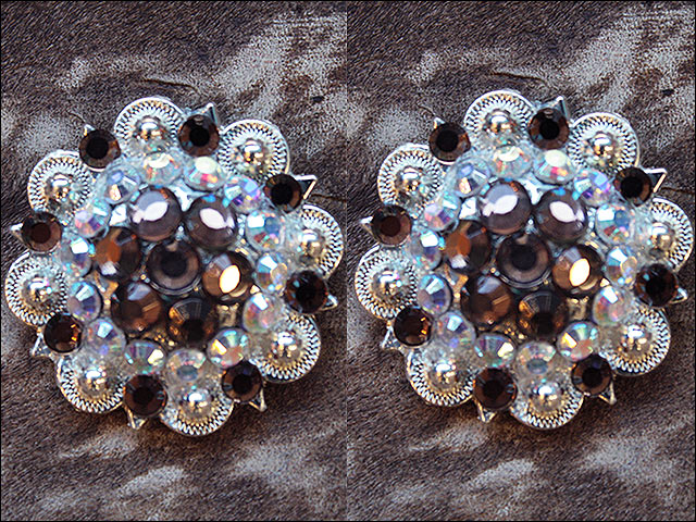 Hilason Brown Ab Crystal 1-1/4In Berry Concho Rhinestone Tack Saddle