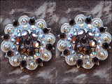 Hilason Brown Ab Crystal 1-1/4In Berry Concho Rhinestone Tack Saddle
