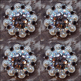 Hilason Brown Ab Crystal 1-1/4In Berry Concho Rhinestone Tack Saddle