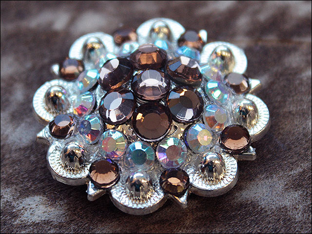 Hilason Brown Ab Crystal 1-1/4In Berry Concho Rhinestone Tack Saddle