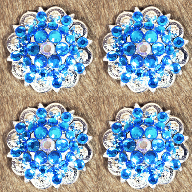 HILASON Western Screw Back Concho Capri Blue Ab Crystal Saddle and Color | Slotted Conchos