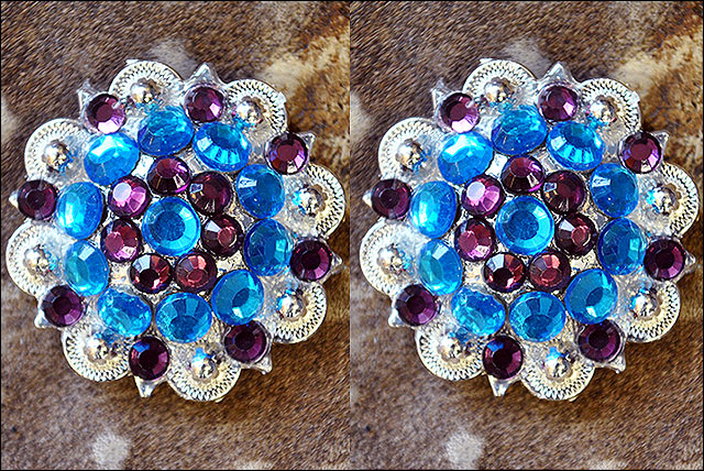 HILASON Capri Amethyst Crystal 1-1/4 In Berry Tack Saddle Cowgirl | Western Concho Belt Slotted Conchos