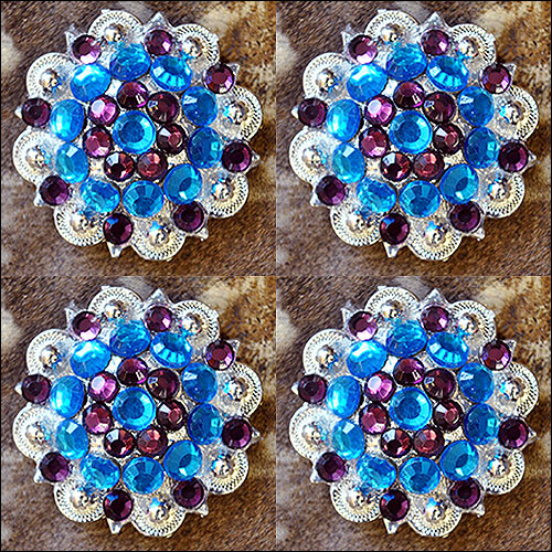 HILASON Capri Amethyst Crystal 1-1/4 In Berry Tack Saddle Cowgirl | Western Concho Belt Slotted Conchos