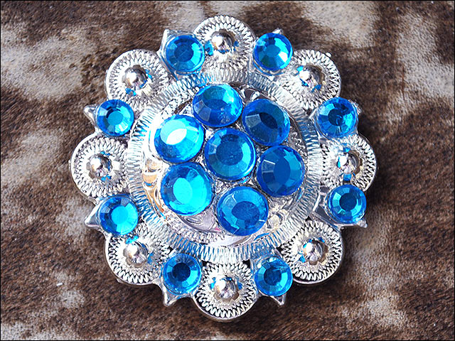 HILASON Western Screw Back Concho Capri Blue Crystal Saddle Color | Belt Slotted Conchos