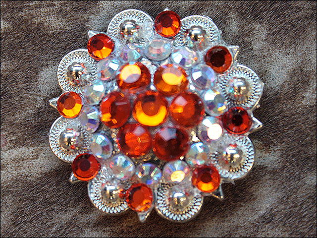 HILASON Western Screw Back Concho Orange Ab Crystal Saddle and Color | Slotted Conchos