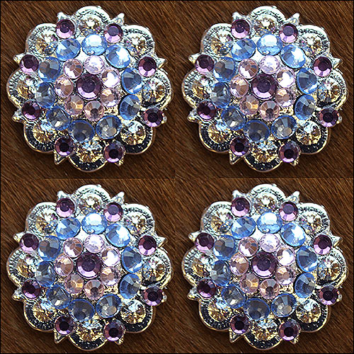 HILASON Screw Back Concho Rose Aqua Marine Crystal 1-1/4In Saddle Light Amethyst, and color