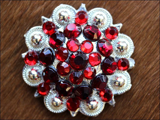 HILASON Pink Red Crystal 1-1/4In. Berry Concho Rhinestone Tack Saddle | Slotted Conchos Leather Screw Back