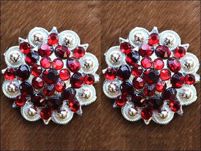 HILASON Pink Red Crystal 1-1/4In. Berry Concho Rhinestone Tack Saddle | Slotted Conchos Leather Screw Back