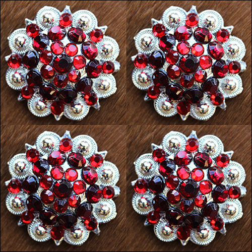 HILASON Pink Red Crystal 1-1/4In. Berry Concho Rhinestone Tack Saddle | Slotted Conchos Leather Screw Back