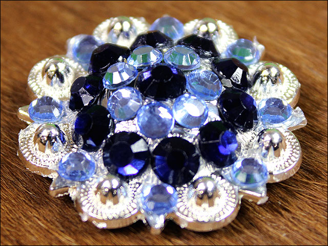 Hilason Blue Black Crystal 1-14In Berry Concho Rhinestone Tack Saddle