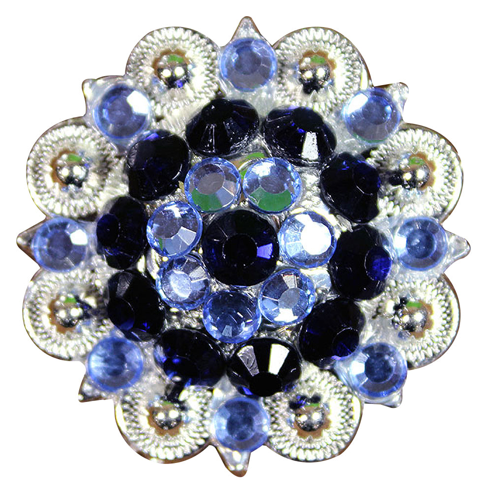 Hilason Blue Black Crystal 1-14In Berry Concho Rhinestone Tack Saddle