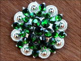 Hilason Green Crystal 1-1/4In Berry Concho Rhinestone Tack Saddle Cowgirl