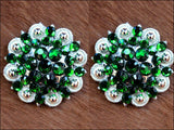 Hilason Green Crystal 1-1/4In Berry Concho Rhinestone Tack Saddle Cowgirl