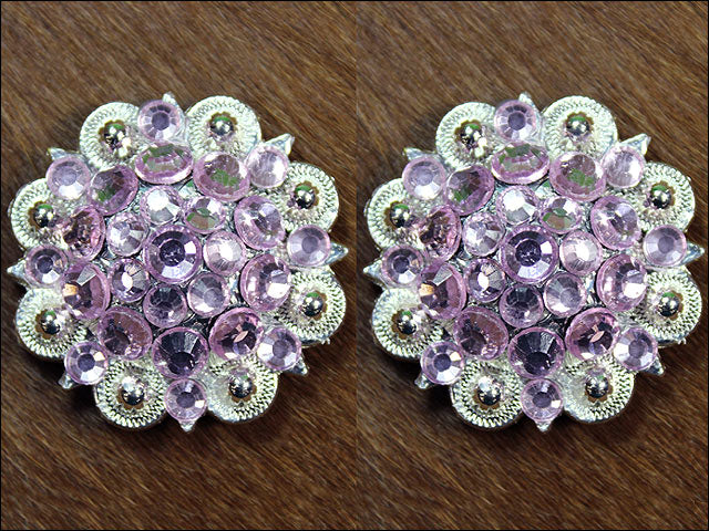 HILASON Western Screw Back Concho Rose Crystal Saddle Cowgirl Color | Bridle Conchos Slotted
