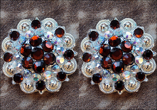 HILASON Berry Concho Rhinestone Saddle Tack Topaz and AB Crystal Color | Western Belt Slotted Conchos