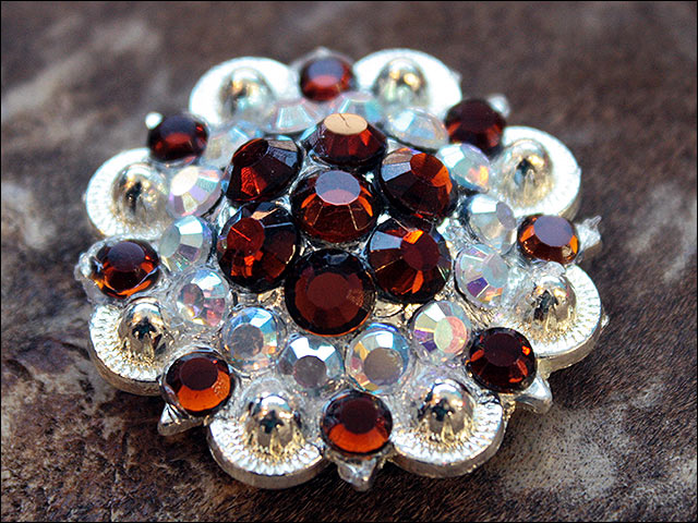 HILASON Berry Concho Rhinestone Saddle Tack Topaz and AB Crystal Color | Western Belt Slotted Conchos