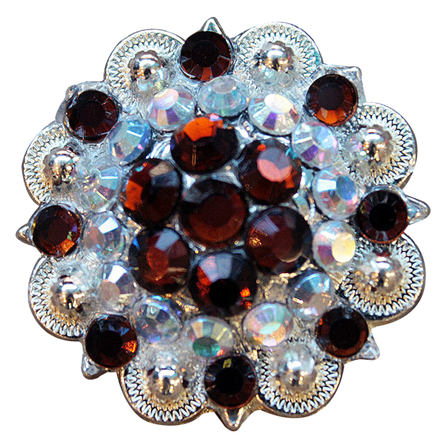 Set Of 4 Western Screw Back Concho Topaz Ab Crystal 1-1/4In Saddle - Uhorse